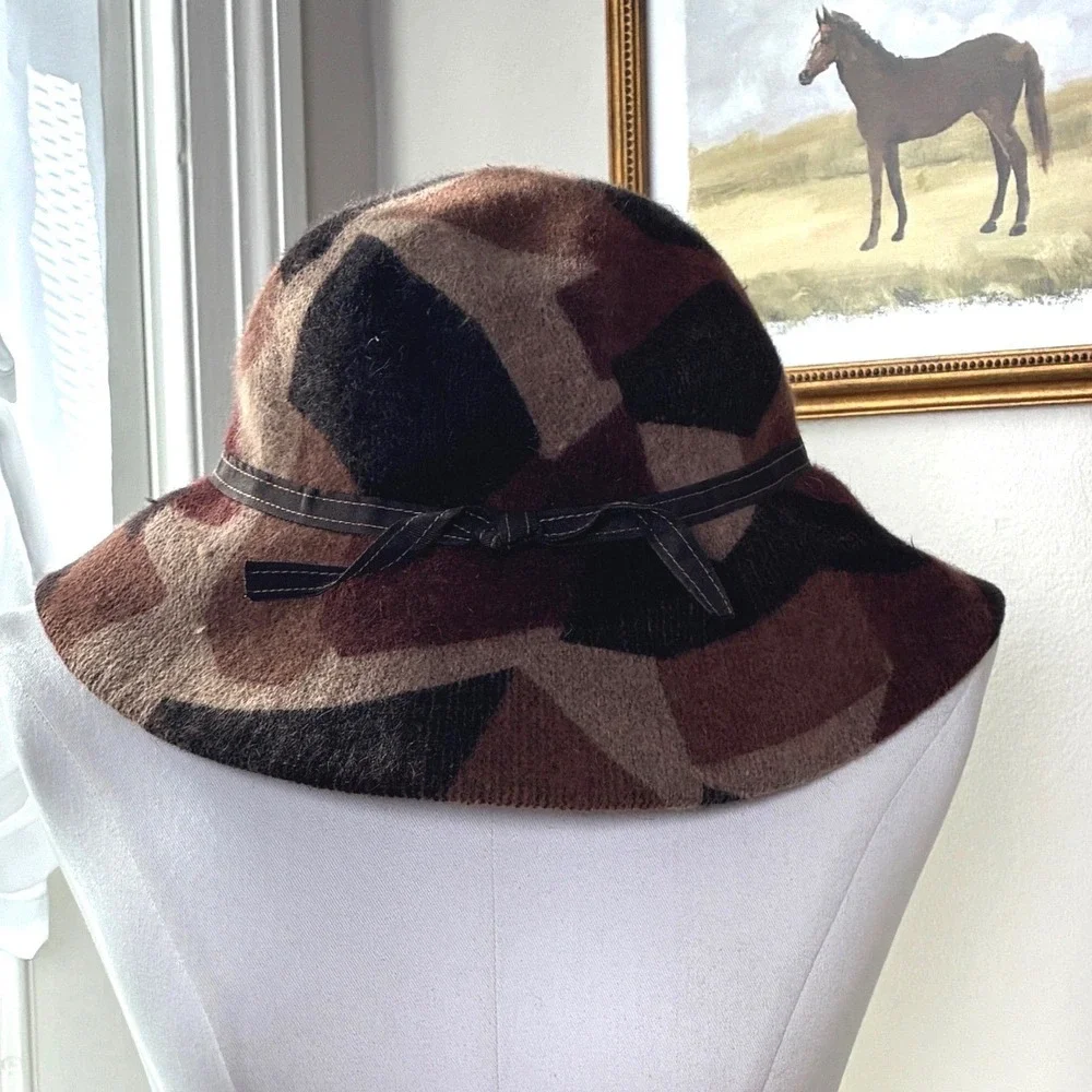 Albertus Swanepoel for Target Patchwork Wool Rabbit Hair Cloche Bucket Hat OS